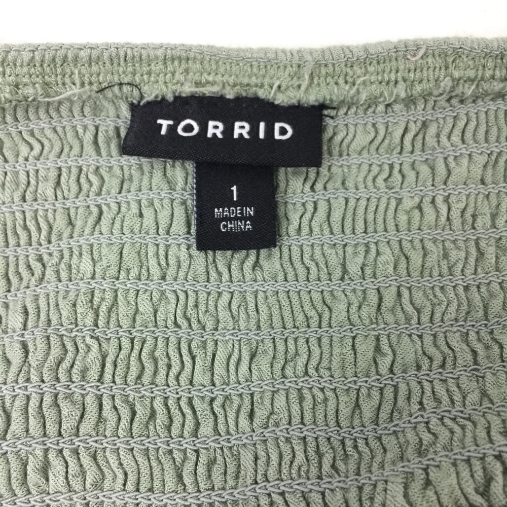 Torrid Green Jacquard Smocked Culotte Jumpsuit - Picture 3 of 10